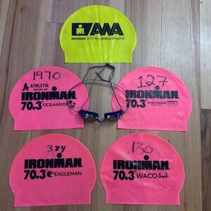 Latex Swim Cap Bundle (5 Caps) and Speedo Goggles